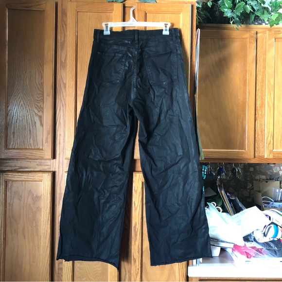 JOE’s Jeans MIA High Rise Coated Denim Wide Leg Cut Off Hem Black Size 29 - Picture 7 of 16